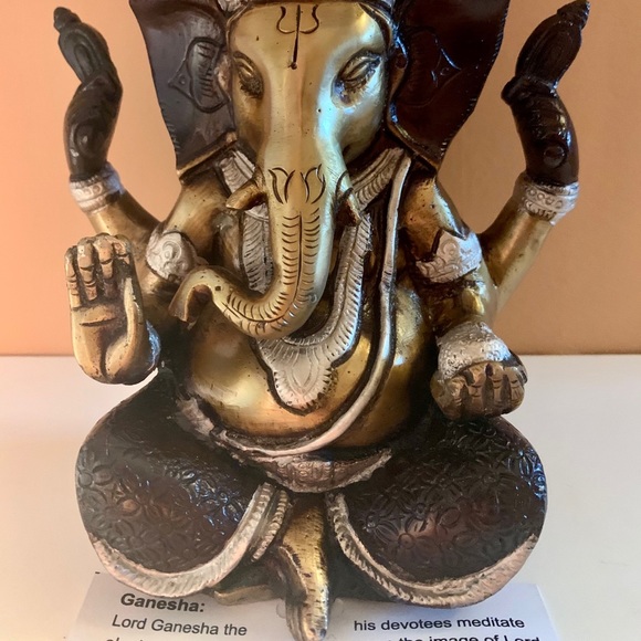 Antique Style Heavy Brass Ganesh Statue Figurine - Picture 7 of 10